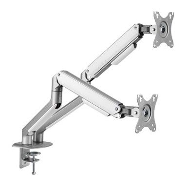 WHITE SHARK Stalak za monitor GMS-3208 Neferites II, stolni, do 32", za 2 monitora, srebrni